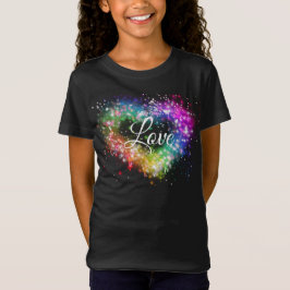 Rainbow-Farben sprühen Farbe Glitzer-Herz T-Shirt