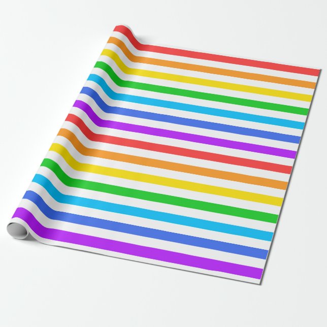 Rainbow-Farben und Weißstreifen-Wrapping-Papier Geschenkpapier (Ungerollt)