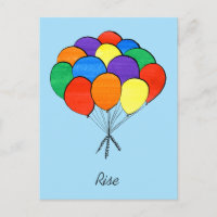 Rainbow-farbene Balloons Steigen Postkarte