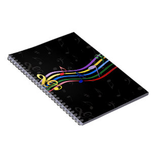 Rainbow-farbene Musiknoten Notizblock