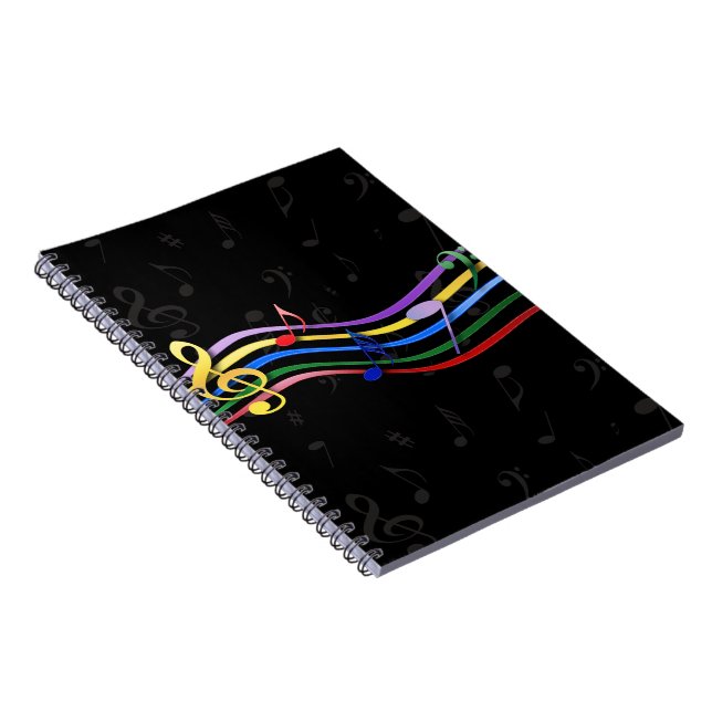 Rainbow-farbene Musiknoten Notizblock (Rechte Seite)