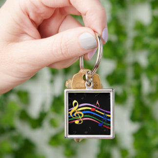 Rainbow-farbene Musiknoten Schlüsselanhänger