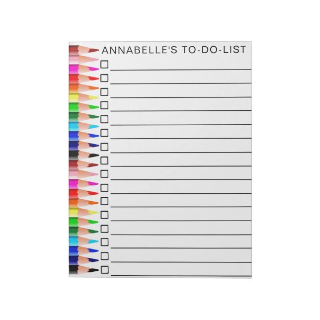 Rainbow-farbene Stifte zur Personalisierung Notizblock (Rotiert)