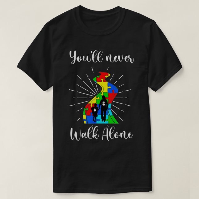 Rainbow-farbene Straße Autismus Bewusstsein T-Shirt (Design vorne)