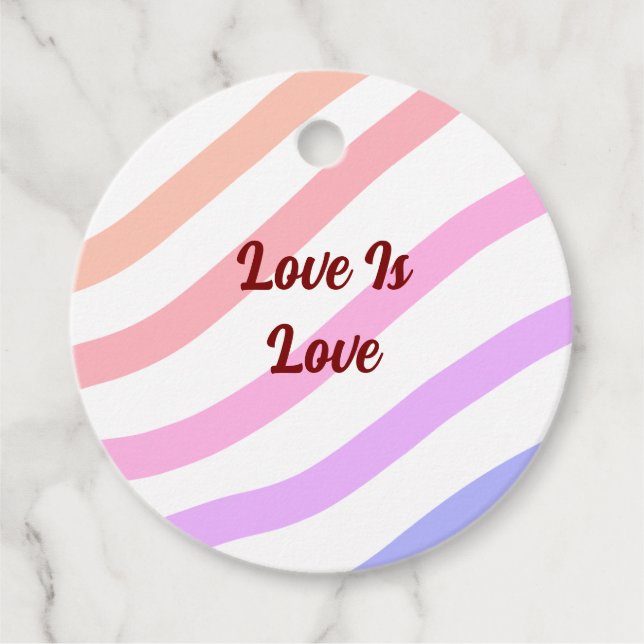 Rainbow-farbene Streifen Pastellfarben Liebe ist L Geschenkanhänger (Vorderseite)