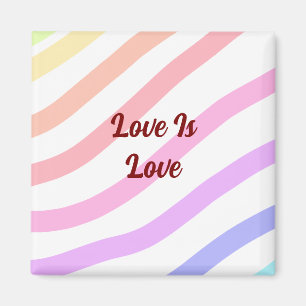 Rainbow-farbene Streifen Pastellfarben Liebe ist L Magnet