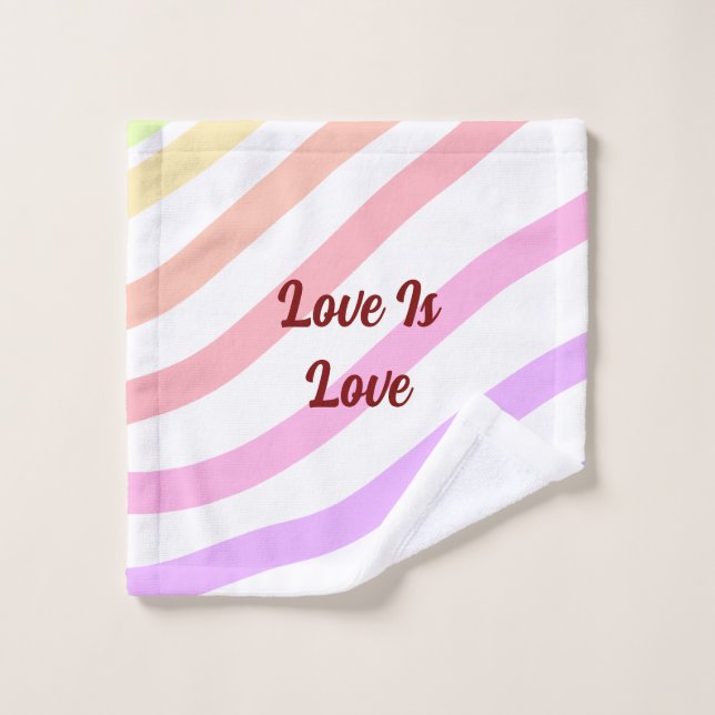 Rainbow-farbene Streifen Pastellfarben Liebe ist L Waschlappen (Waschlappen)
