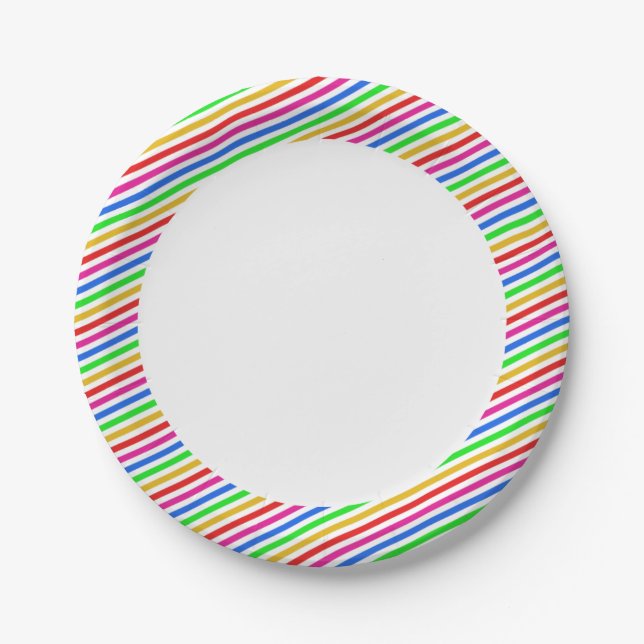Rainbow-farbene Strippapier-Teller Pappteller (Vorderseite)
