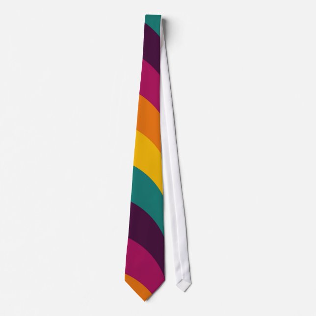 Rainbow-farbene Wavy-Streifen Krawatte (Vorderseite)