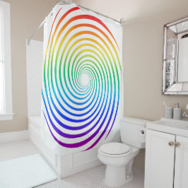 Rainbow-farbener spiralweißer Hintergrund Duschvorhang
