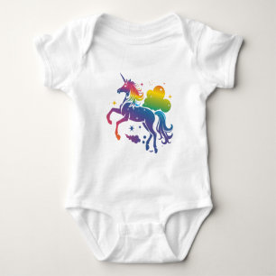 Rainbow-farbenes Einhorn-Design Baby Strampler