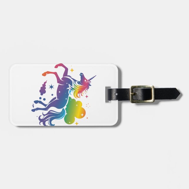 Rainbow-farbenes Einhorn-Design Gepäckanhänger (Vorderseite horizontal)