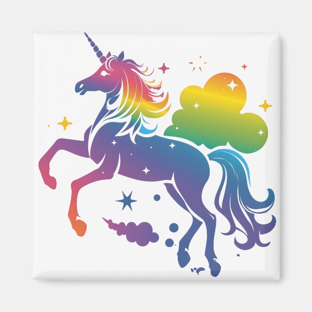 Rainbow-farbenes Einhorn-Design Magnet (Vorne)
