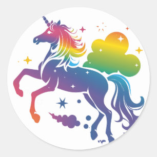 Rainbow-farbenes Einhorn-Design Runder Aufkleber