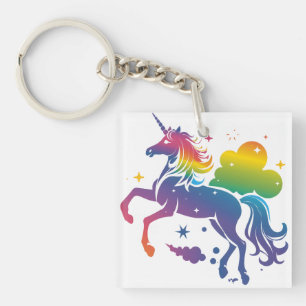 Rainbow-farbenes Einhorn-Design Schlüsselanhänger