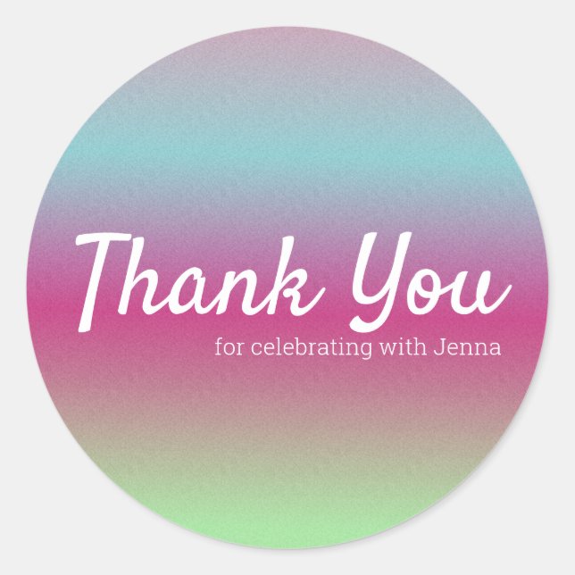 Rainbow Farbige Imitate Glitzer Rosa Blau Runder Aufkleber (Vorderseite)