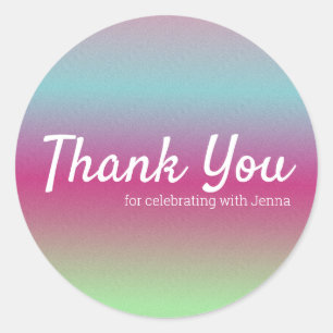 Rainbow Farbige Imitate Glitzer Rosa Blau Runder Aufkleber