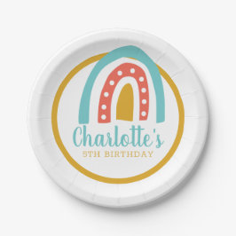 Rainbow-farbiger Geburtstag personalisiert Pappteller