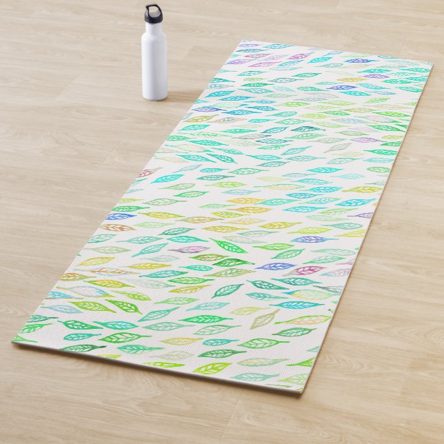 Rainbow Feather Blätter Wasserfarben Muster Yogamatte (Beispiel)