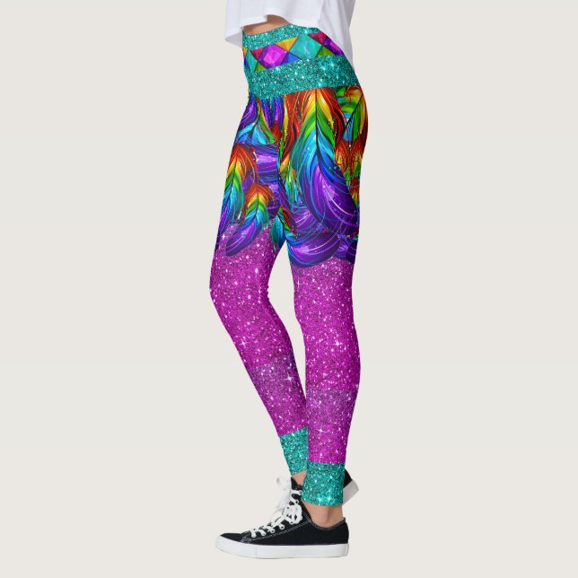 Rainbow Feathers 2 Pop Fashion Leggings (Links)