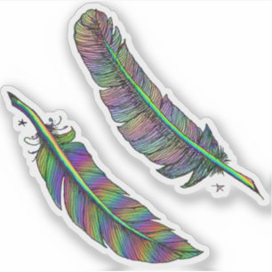 Rainbow Feathers Aufkleber