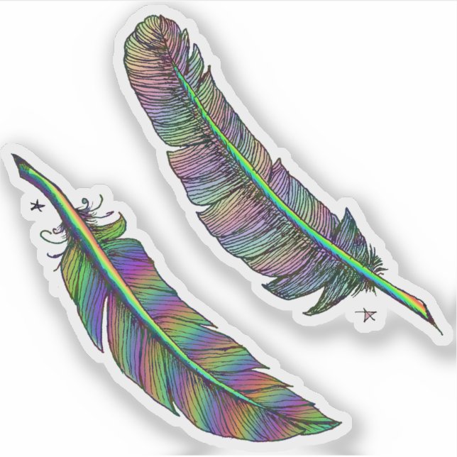 Rainbow Feathers Aufkleber (Vorderseite)