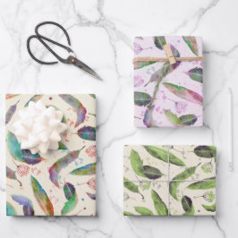 Rainbow Feathers Geschenkpapier Set