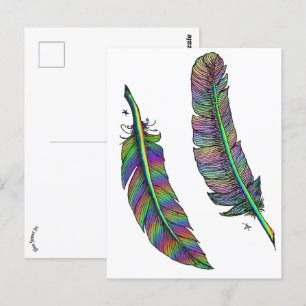 Rainbow Feathers Postkarte