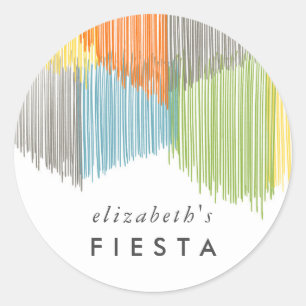 Rainbow Fiesta Fringe Runder Aufkleber