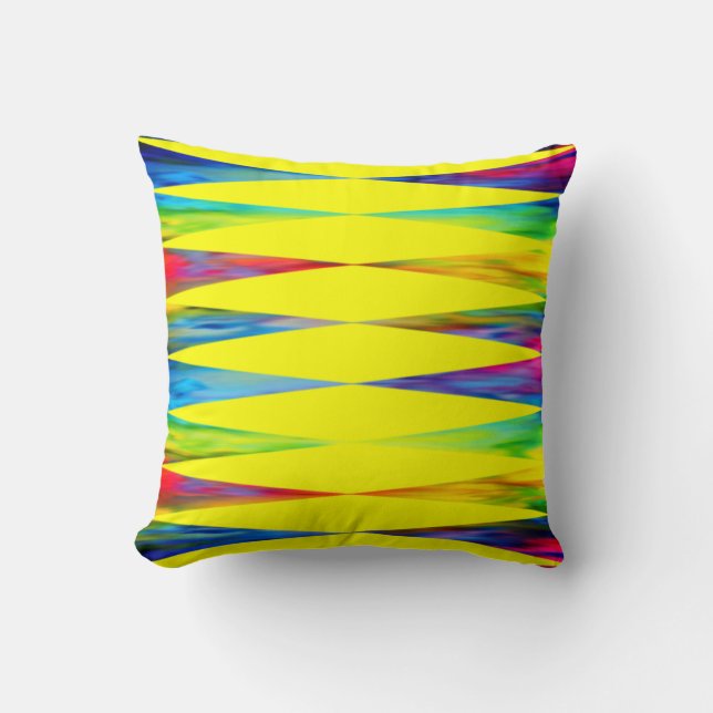 [Rainbow Fiesta] Harlequin Geometric Bright Yellow Kissen (Vorderseite)