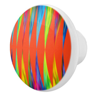 [Rainbow Fiesta] Harlequin Geometric Fiery Orange Keramikknauf