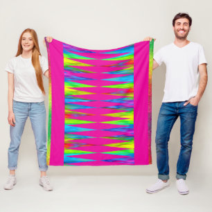 [Rainbow Fiesta] Harlequin Geometric Hot Pink Fleecedecke