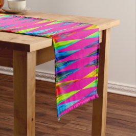 [Rainbow Fiesta] Harlequin Geometric Hot Pink Kurzer Tischläufer