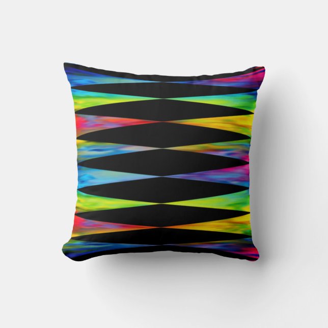 [Rainbow Fiesta] Harlequin Geometric Modern Black Kissen (Vorderseite)