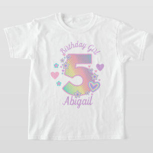 Rainbow Fifth Birthday Girl 5th Iridescent T-Shirt