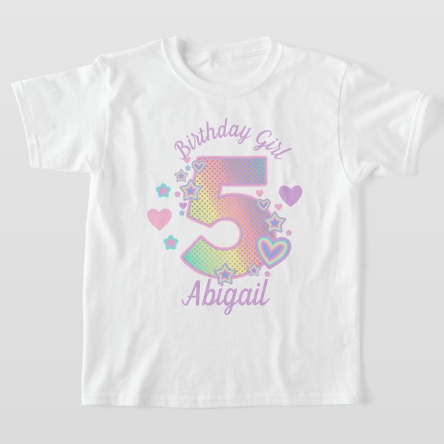 Rainbow Fifth Birthday Girl 5th Iridescent T-Shirt (Ablage )