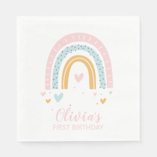 Rainbow First Birthday Napkins Serviette