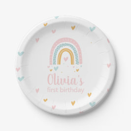 Rainbow First Birthday Party Plate Pappteller