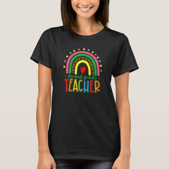 Rainbow First Day 2. Klasse Teach Inspiriert Liebe T-Shirt (Vorderseite)
