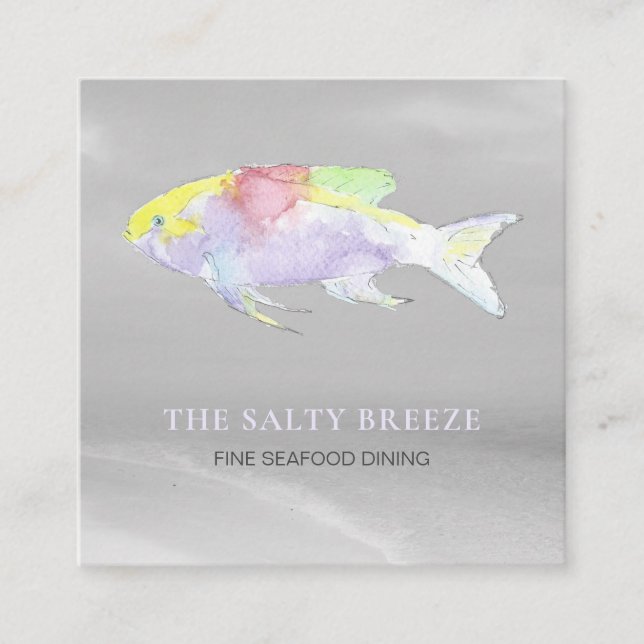 *~* RAINBOW Fisch Strand Silver Sand Sea Dining  Quadratische Visitenkarte (Vorderseite)
