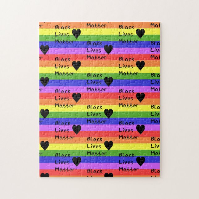 Rainbow Flag Black Living Matter Text LGBTQ Puzzle (Vertikal)