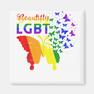 Rainbow Flag Butterfly LGBT Magnet