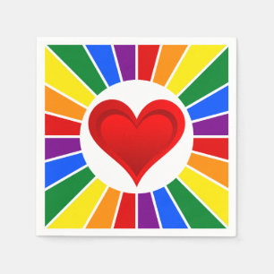 RAINBOW FLAG BUTTON RAYS & Herz + Ihre Ideen Serviette