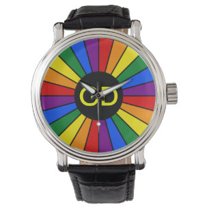 RAINBOW FLAG BUTTON RAYS + Ihr Zeichen oder Monogr Armbanduhr
