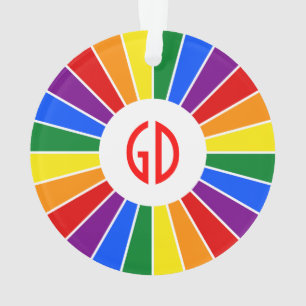 RAINBOW FLAG BUTTON RAYS + Ihr Zeichen oder Monogr Ornament