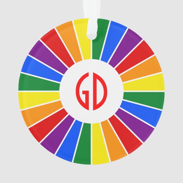 RAINBOW FLAG BUTTON RAYS + Ihr Zeichen oder Monogr Ornament (Rückseite)