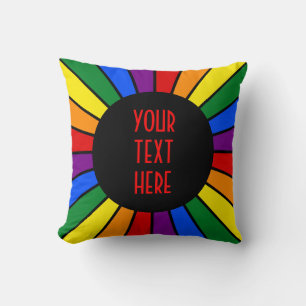 RAINBOW FLAG BUTTON RAYS + Ihr Zeichen oder Text Kissen