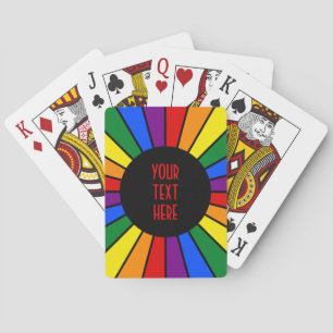 RAINBOW FLAG BUTTON RAYS + Ihr Zeichen oder Text Spielkarten