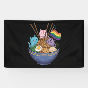 Rainbow Flag Cats Ramen Anime Gay Pride Monat LGBT Banner