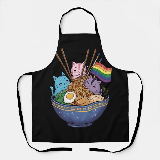 Rainbow Flag Cats Ramen Anime Gay Pride Monat LGBT Schürze (Vorderseite)